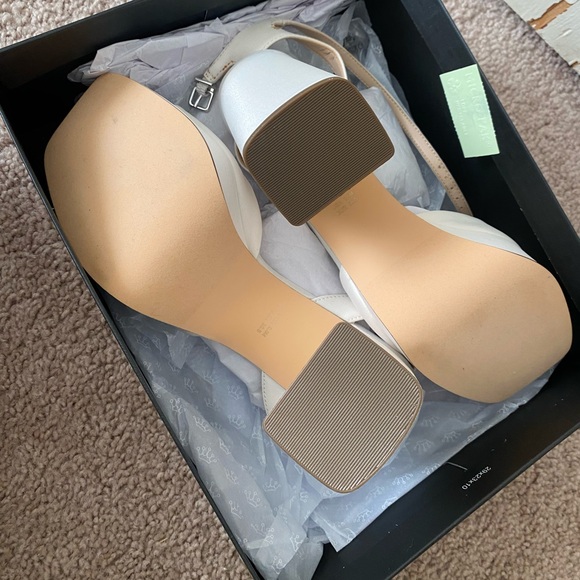 nina “stacie” block heel ivory satin platform - Picture 2 of 10